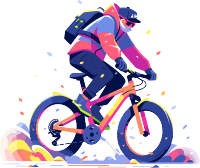 山地骑行运动插画素材