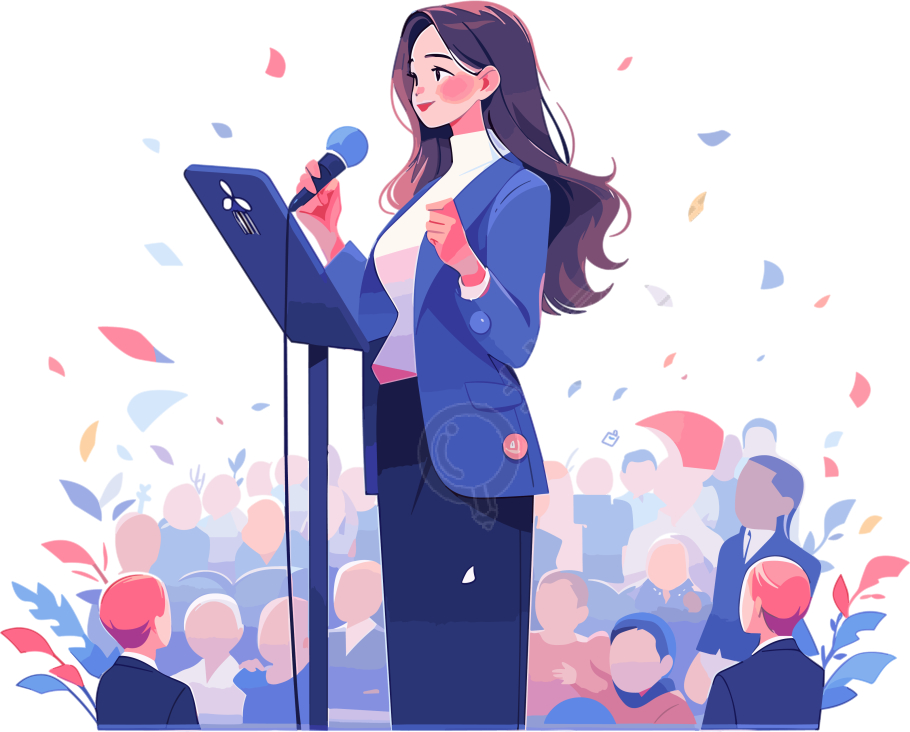 正在演讲的女生插画设计图形素材