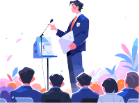 演讲男生2D图形插画商业设计元素