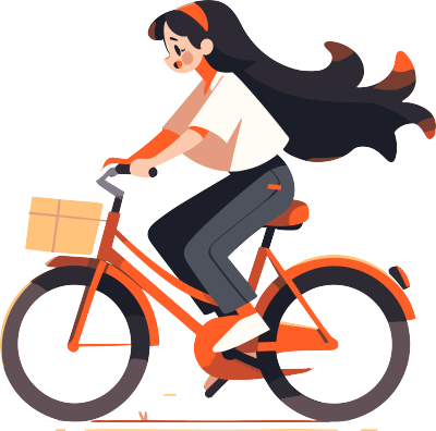 全身运动型女孩山地自行车选手插画