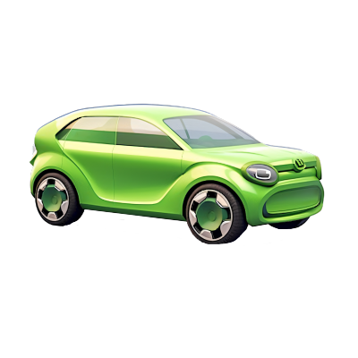 卡通风格绿色汽车高清透明背景PNG素材