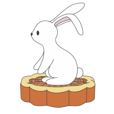 站在月饼上的卡通兔子插图