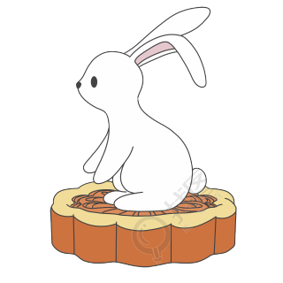 站在月饼上的卡通兔子插图