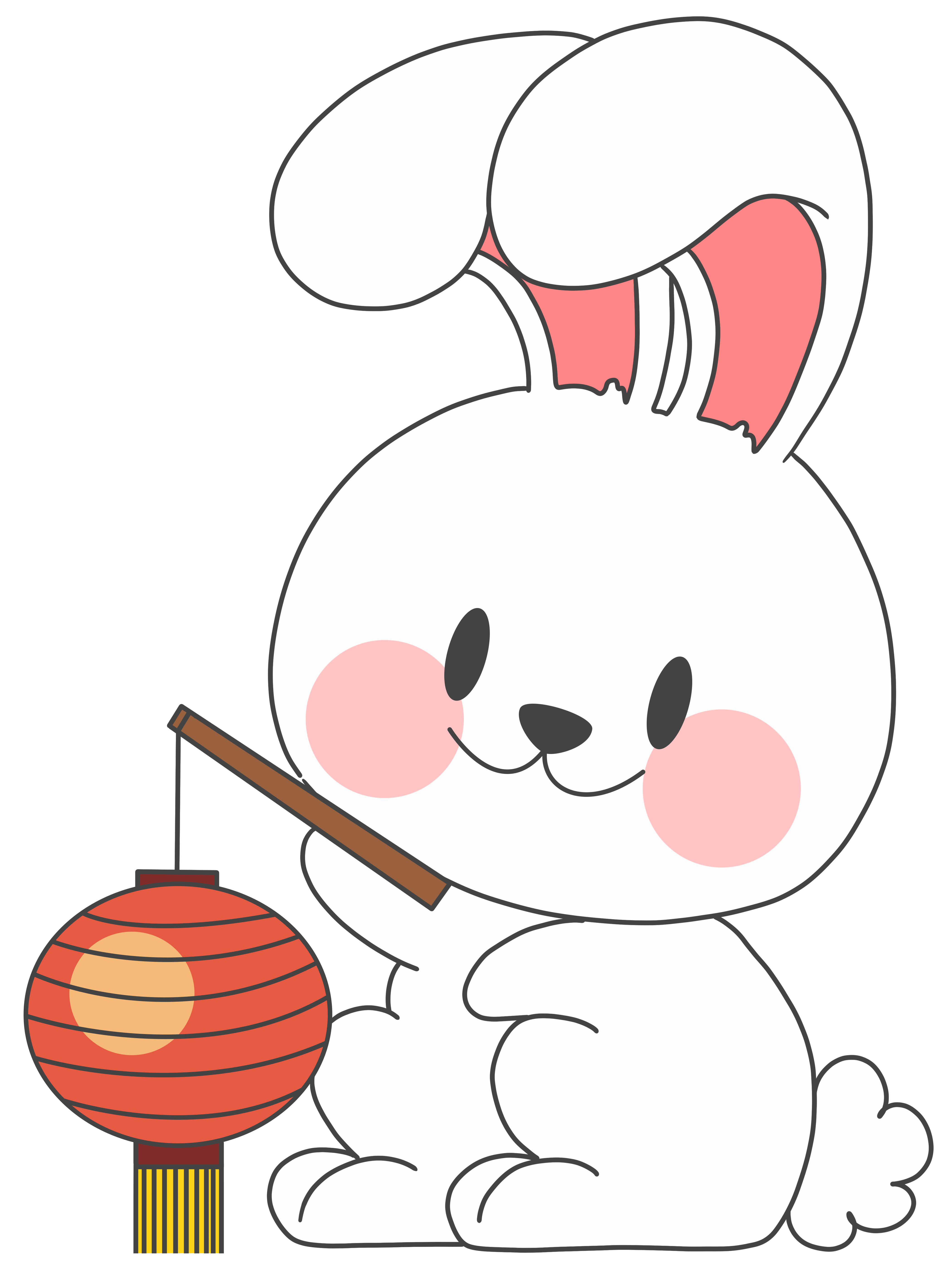 可爱玉兔手拿红灯笼PNG素材