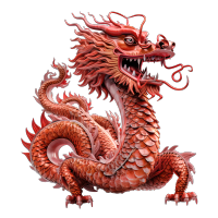 红色中国龙3D立体雕塑插图