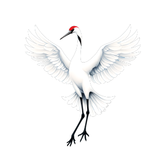 透明背景展开翅膀的白色飞鹤素材