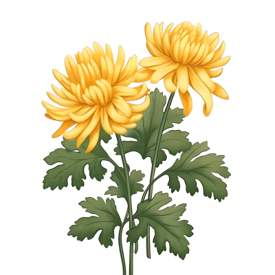 油画风格的黄色菊花素材