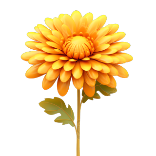 白底3D卡通黄色菊花创意设计素材