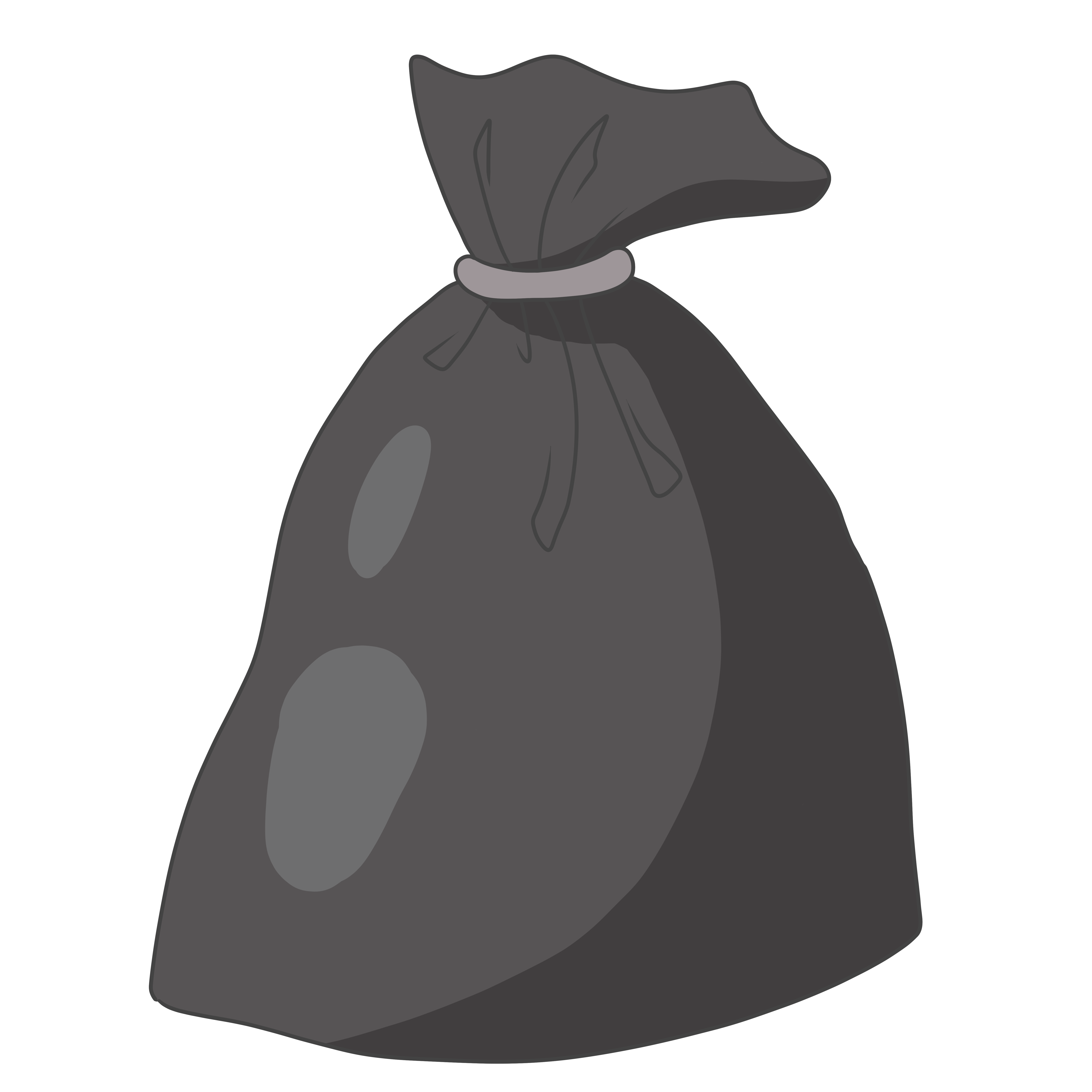 手绘黑色塑料袋垃圾袋插图