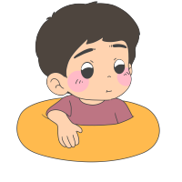 带着黄色游泳圈的小男孩插画