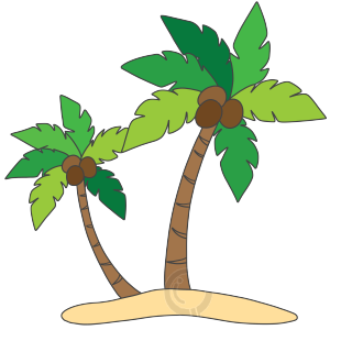 手绘卡通风椰子树PNG素材
