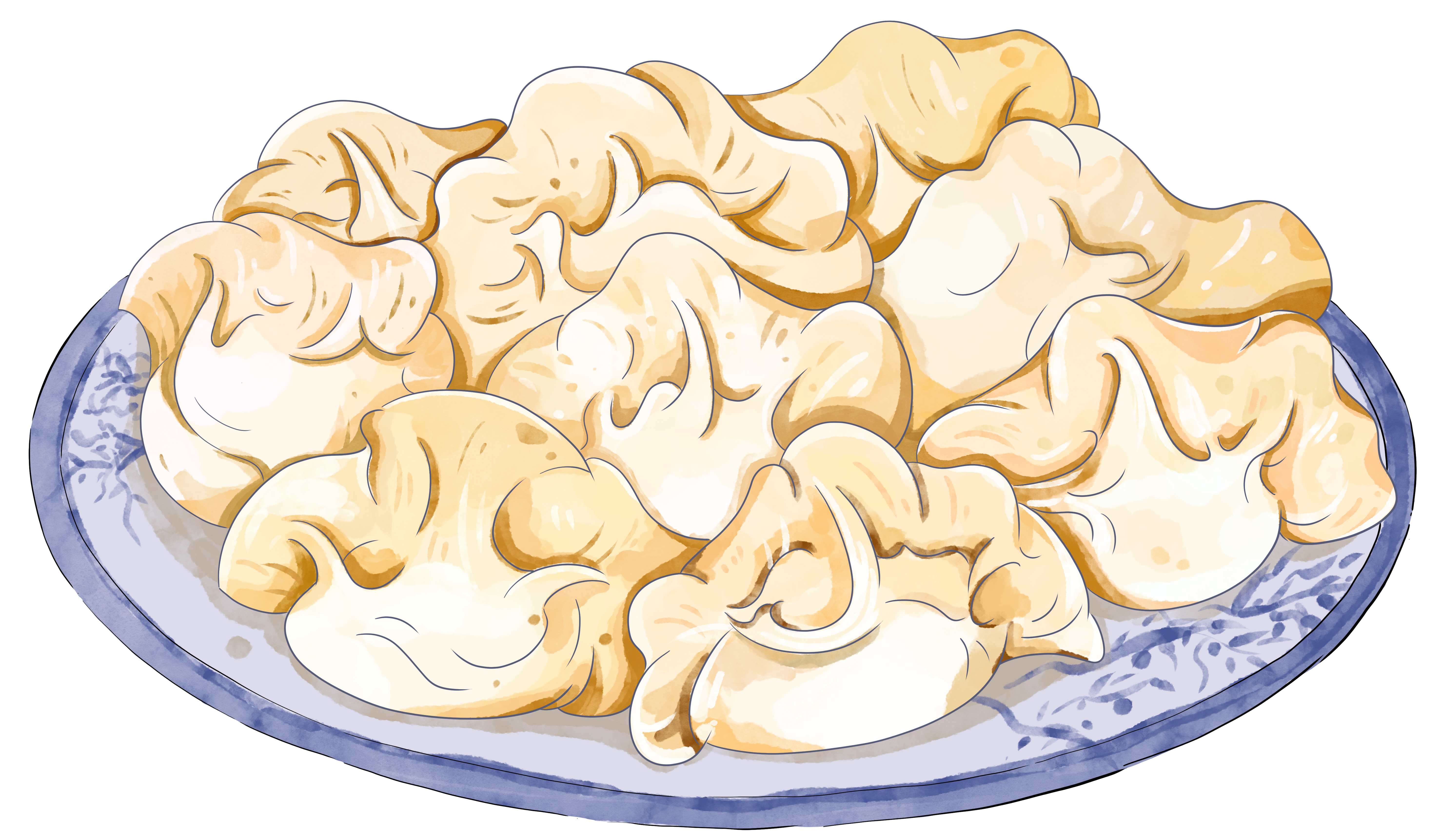 立冬时节美味的水饺手绘素材