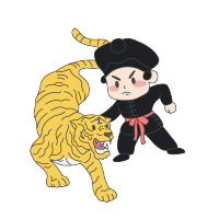 水浒传武松打虎手绘卡通插图