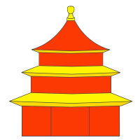透明背景手绘红色黄色天坛插画