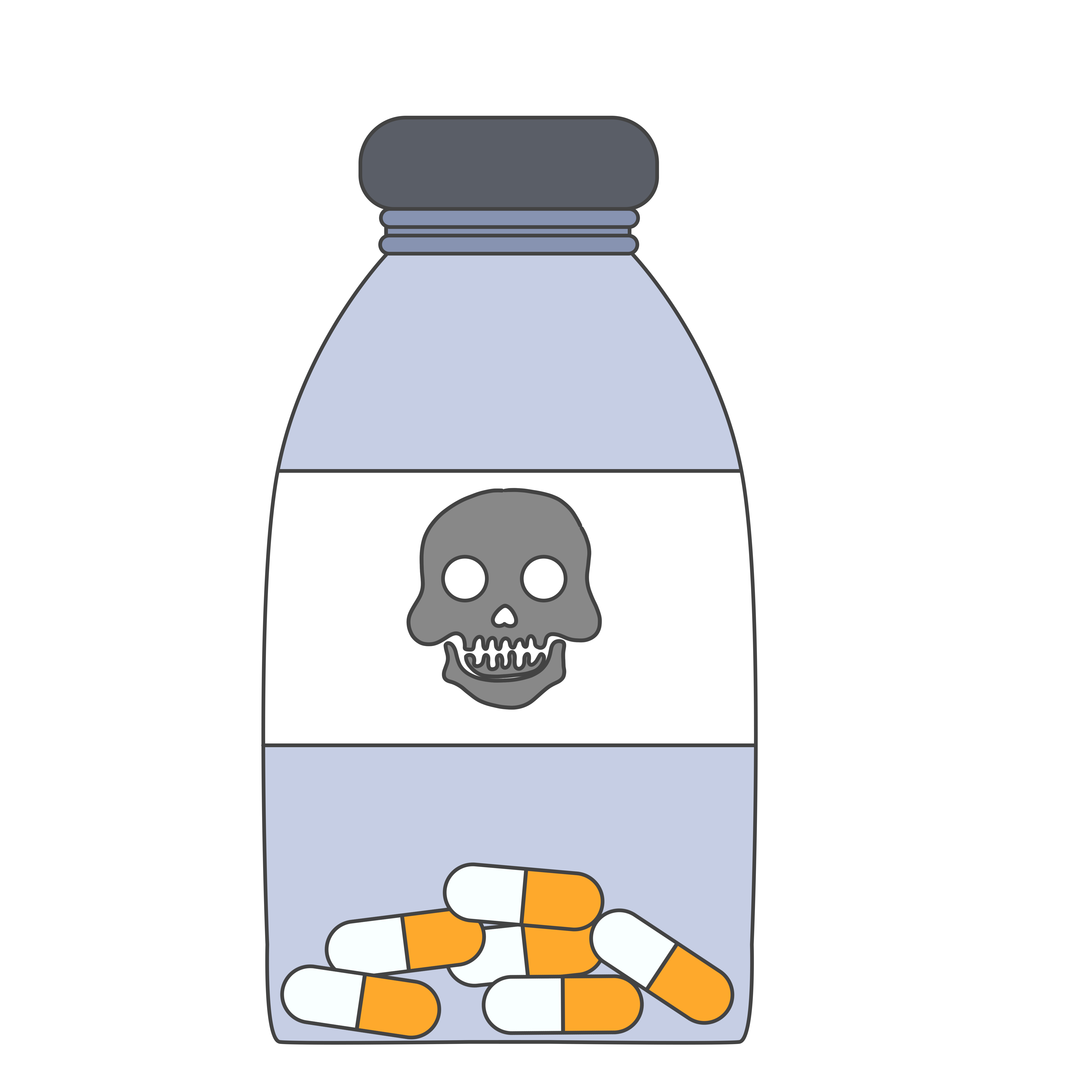 手绘带骷髅头的药品毒品瓶子插画
