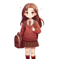 动漫少女手拿手袋清晰插画