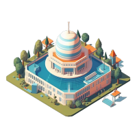 3D立体树木建筑插画设计