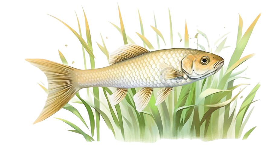 水草中的鱼插画设计素材
