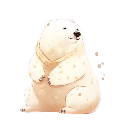 千选风格白色北极熊插画图片
