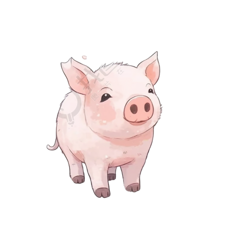 迷人动漫风格粉色小猪插画