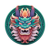 华丽多彩的龙形徽章插图