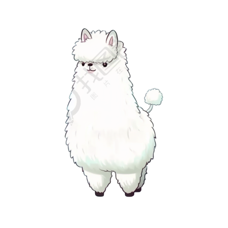 白色羊驼日本动漫风格设计的角色形象