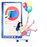 双十一电商大促购物女孩手绘插图