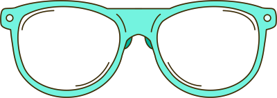蓝绿色眼镜透明背景可商用插画