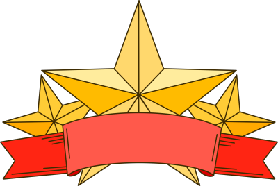 手绘粗线条五角星和红色横幅商用素材