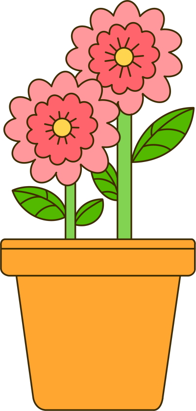 透明背景唯美花盆粉色花朵PNG素材