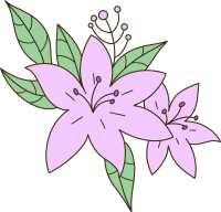 粗线条手绘紫色花透明背景素材