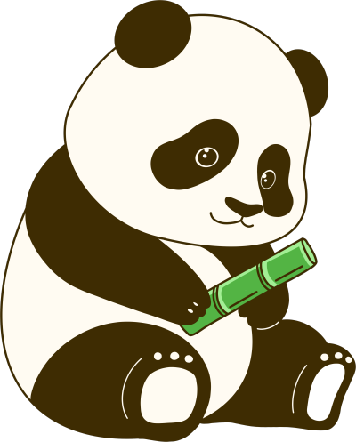 手拿竹子的可爱熊猫手绘PNG素材