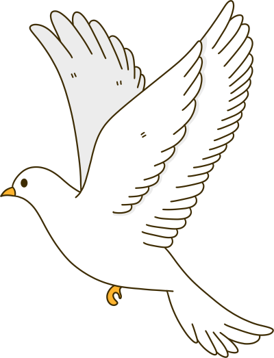 手绘飞翔的白鸽透明背景素材