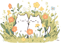 可商用绿草丛中的猫咪创意插画设计元素