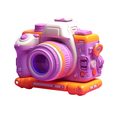 3D立体粉紫色相机模型可商用素材