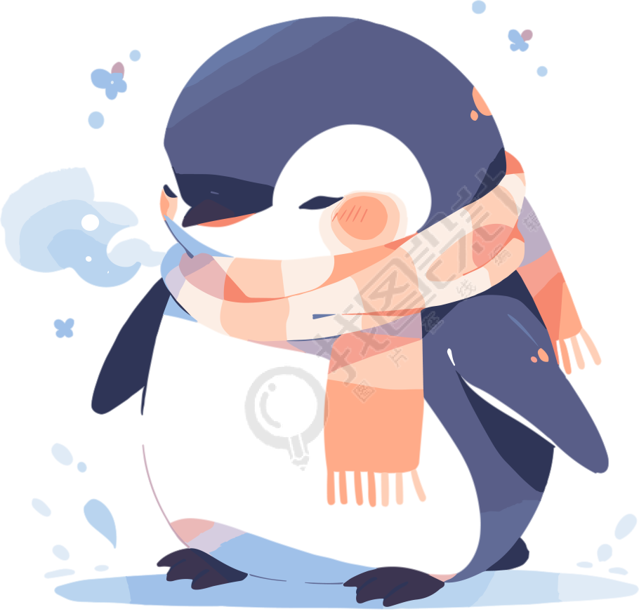 戴围巾的胖企鹅卡通头像素材
