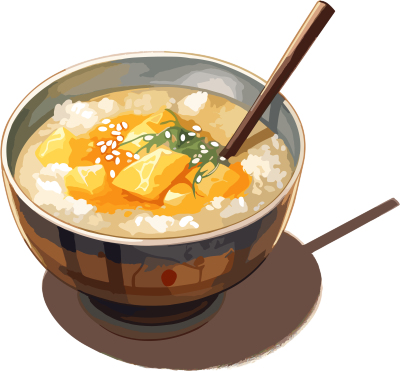 水彩亚洲汤饭商业设计插画