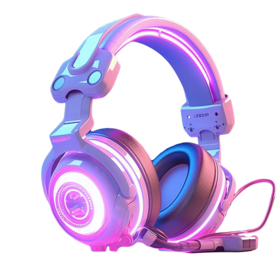 彩虹光耳机3D立体图形素材
