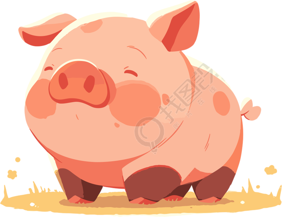 儿童书插图可爱胖小猪创意设计素材