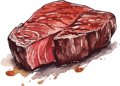 彩色卡通风格的手绘烤牛排素材