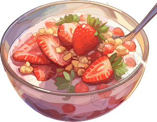 可爱草莓坚果布丁PNG图形素材