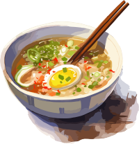 逼真插画设计鸡蛋面条素材