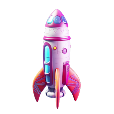 立体风格太空玩具火箭插画