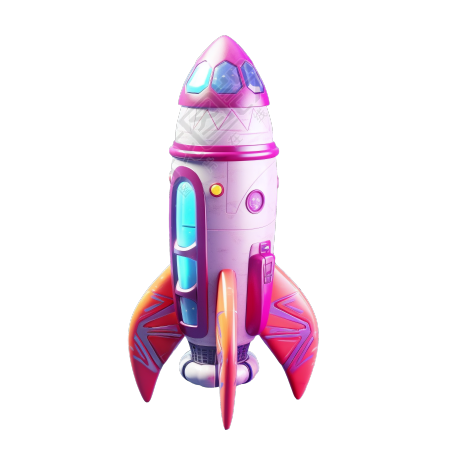 立体风格太空玩具火箭插画