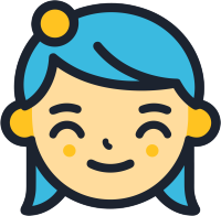 简约蓝黄色可爱女孩现代线性图标插画