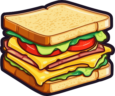 卡通食物三明治贴纸商业设计插图