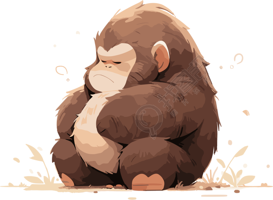 高清质量胖猴子插画设计元素
