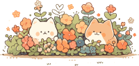 花丛猫猫贴纸精美可商用插画