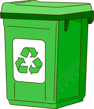 垃圾分类绿色环保垃圾桶手绘插图