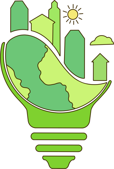 创意设计绿色环保灯泡透明背景插画